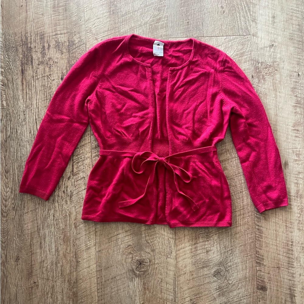 Fuchsia Cashmere Cardigan with Belt